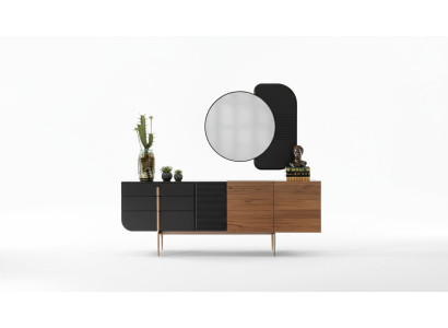 Mesa de comedor conjunto de comedor sillas aparador conjunto de 7 piezas de mármol negro.