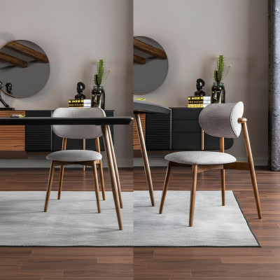 Conjunto de 4 sillas de comedor sin brazos de tela gris
