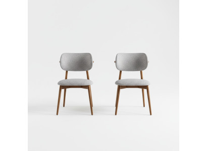 Conjunto de 4 sillas de comedor sin brazos de tela gris