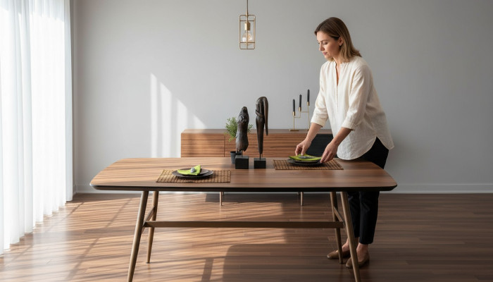 Mesa de comedor Mesa de comedor Mesa Rincón de comedor Madera Baun Diseño de comedor Mesas