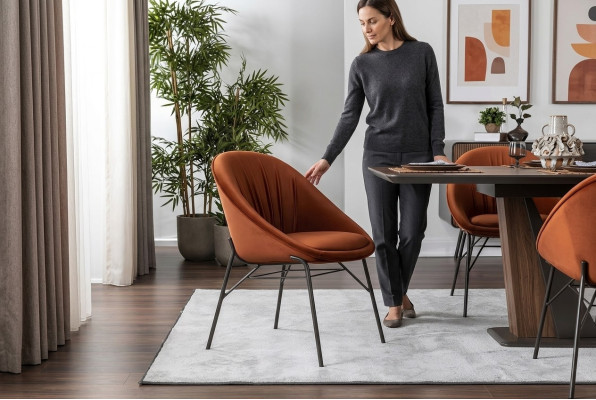 Conjunto de sillas de comedor silla de cocina silla de respaldo sillas de tela naranja de 6 piezas.