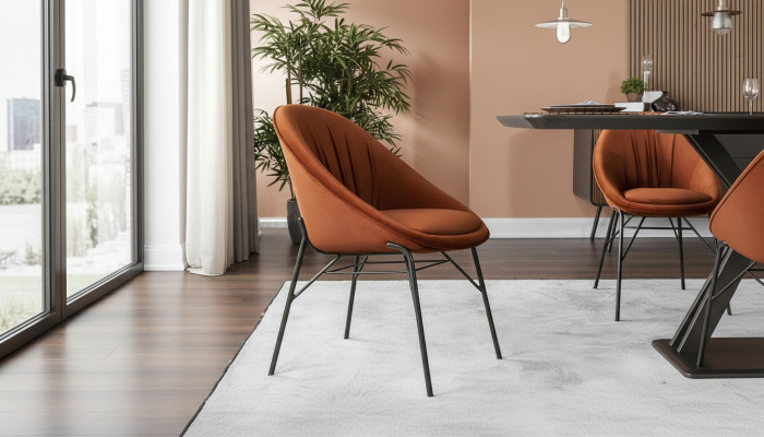 Conjunto de sillas de comedor silla de cocina silla de respaldo sillas de tela naranja de 6 piezas.