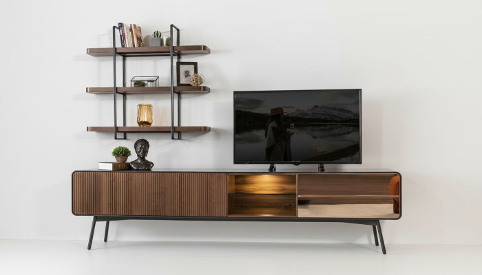 rtv Lowboard soporte para televisión estante estante lateral sala de estar madera marrón moderno