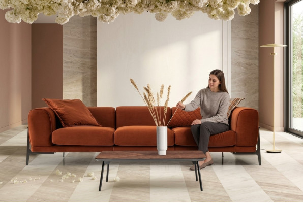 Sofá de tres plazas 3 plazas Sofá de tela Sofás Modernos Rojo Tela Sofá Naranja