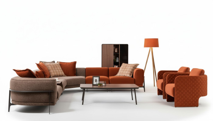 Moderno sofá esquinero en forma de L, sofás de tela, acero inoxidable, muebles para sala de estar, nuevo.