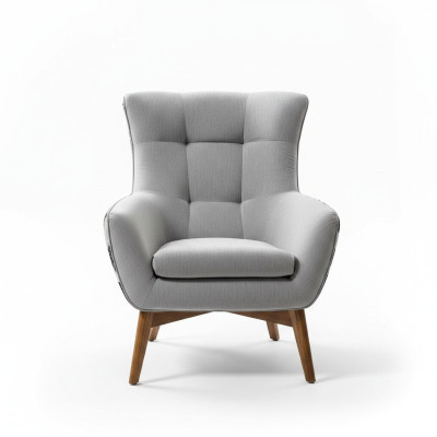Sillón sillón de cocktail de poltrona, asiento de diseño moderno de tela gris.