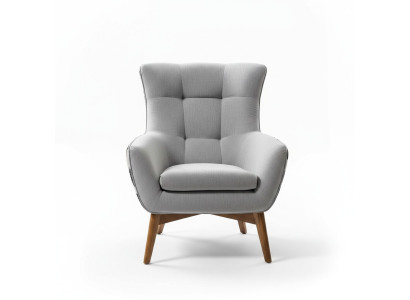 Sillón sillón de cocktail de poltrona, asiento de diseño moderno de tela gris.