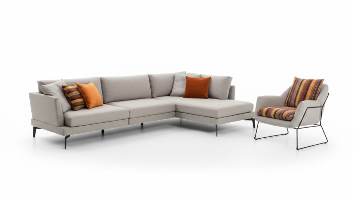 Conjunto de sofás en forma de L, sofá, sillón, gris, sofá, muebles modernos, juego de sofá esquinero, nuevo