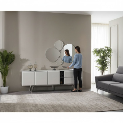 Mueble aparador con espejo Cómoda Blanca Mesa de consola Mesa Moderna de madera Set