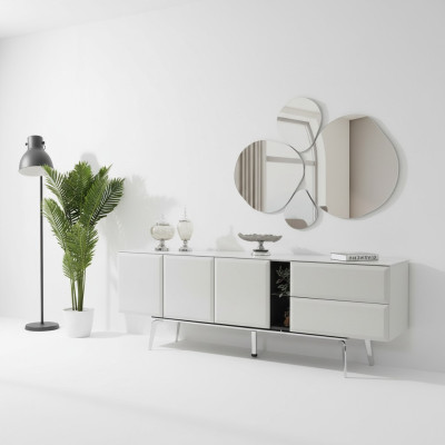 Mueble aparador con espejo Cómoda Blanca Mesa de consola Mesa Moderna de madera Set