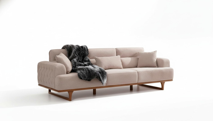 Conjunto de sofás beige de tres plazas Sillón Sillón de lujo Beige Muebles modernos