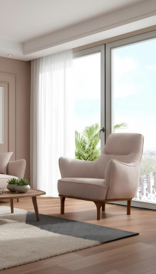 Silla moderna sillón coctelera sillón orejero muebles de diseño beige muebles de madera.