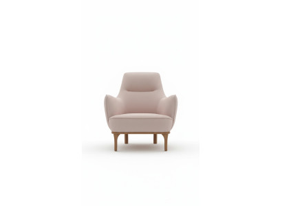 Silla moderna sillón coctelera sillón orejero muebles de diseño beige muebles de madera.