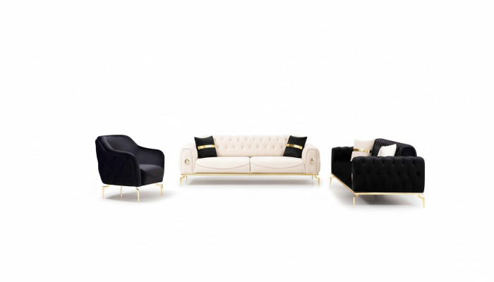 Elegante juego de sofás Chesterfield de acero inoxidable muebles sofás sillones set de sofás.