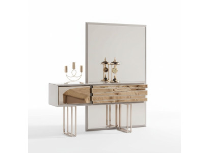 Tocador Mesa consola Tocador Tocador de maquillaje de madera Beige Oro