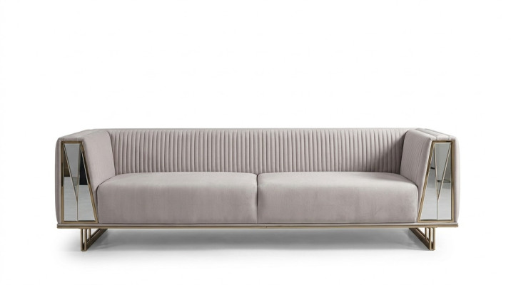 Conjunto de sofá moderno de tres plazas de tela en gris azul diseño de sofá, conjunto de 2 piezas.