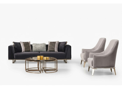 Grupo sofá sofás de tres plazas sillón moderno azul conjunto de 3 piezas