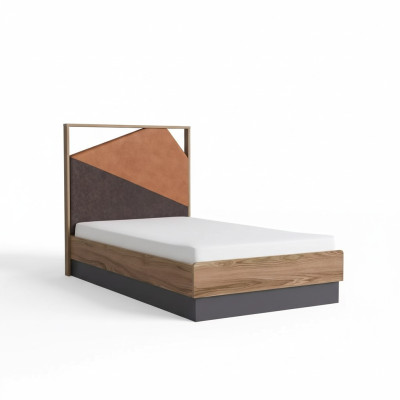 Cama infantil de 100 cm, estructura de cama para habitación infantil de madera, marco de cama gris.
