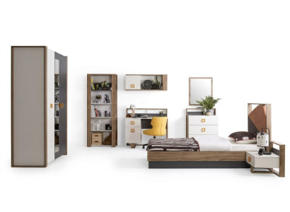Conjunto de muebles para niños Cama infantil Habitación infantil Cama de madera Gris Set de 9 piezas