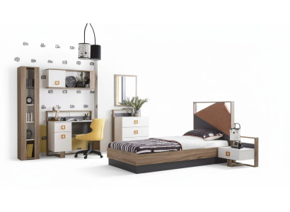 Dormitorio infantil Juego de cama para niños Muebles infantiles Cama Madera Gris Set de 6 piezas