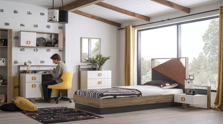 Marco de la cama Cama para niños Muebles infantiles Habitación infantil Cama Madera Gris Set de 6 piezas