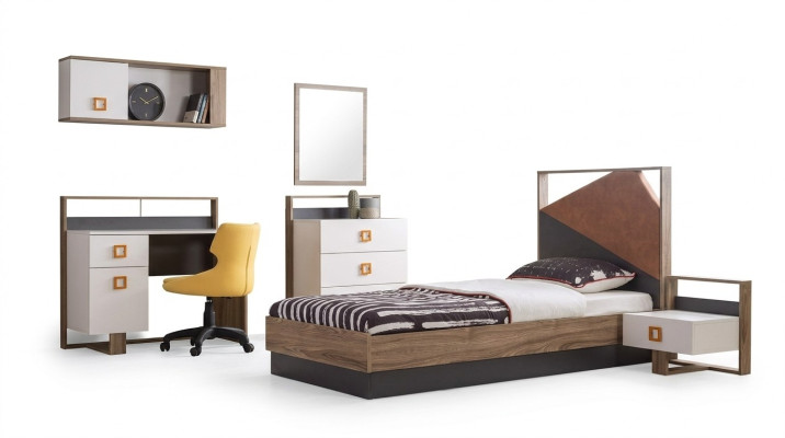 Marco de la cama Cama para niños Muebles infantiles Habitación infantil Cama Madera Gris Set de 6 piezas