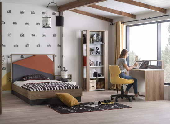 Muebles para niños Conjunto de muebles para niños Cama de niño Habitación infantil Cama de madera Gris Set de 4 piezas
