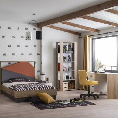 Muebles para niños Conjunto de muebles para niños Cama de niño Habitación infantil Cama de madera Gris Set de 4 piezas