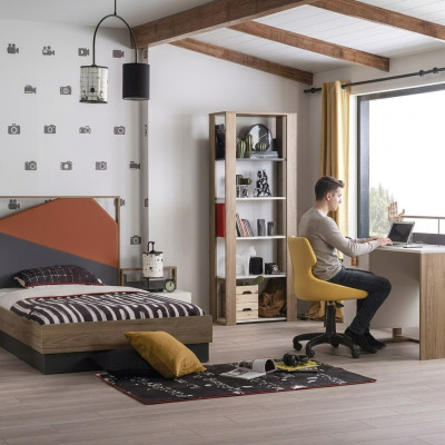 Cama completa Muebles para niños Cama infantil Habitación infantil Madera Gris Juego de 4 piezas