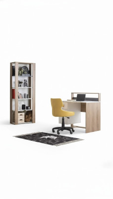 Mesa de escritura para niños Escritorio Librero de madera Marrón Juego de 3 piezas Silla