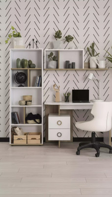 Mesa infantil Escritorio Estantería de libros Madera Blanco Conjunto de 3 piezas Diseño