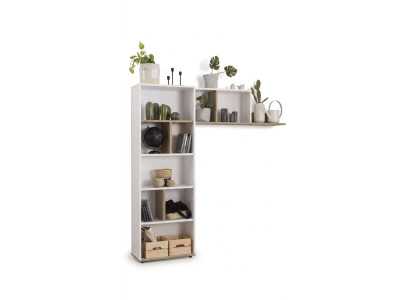Mesa infantil Escritorio Estantería de libros Madera Blanco Conjunto de 3 piezas Diseño
