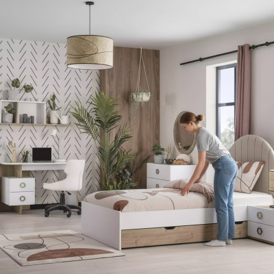 Estructura de cama cama infantil muebles infantiles habitación infantil cama madera blanco moderno.