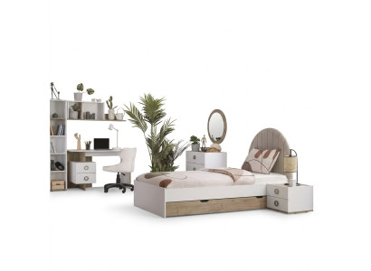Estructura de cama cuna para niños Muebles infantiles Dormitorio infantil Cama de madera Blanca Moderna