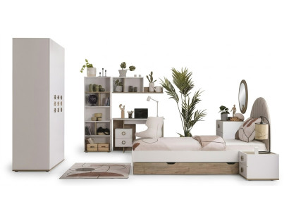 Muebles infantiles Juego completo de cama infantil dormitorio cama madera blanco conjunto de 8 piezas
