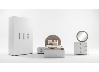 Conjunto de habitación infantil Cama completa Muebles infantiles de madera Blanco Juego de 5 piezas