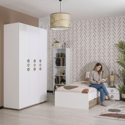 Diseño habitación infantil Cama completa Muebles infantiles de madera Blanco Set de 4 piezas Nuevo
