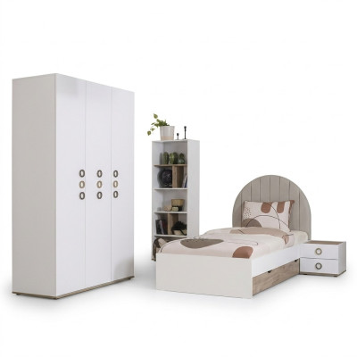 Diseño habitación infantil Cama completa Muebles infantiles de madera Blanco Set de 4 piezas Nuevo