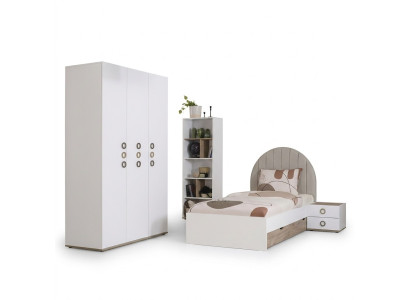 Diseño habitación infantil Cama completa Muebles infantiles de madera Blanco Set de 4 piezas Nuevo