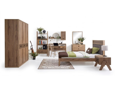 Cama juvenil completa Muebles para niños Habitación infantil Cama Madera Marrón Juego de 8 piezas