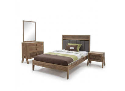 Muebles para niños Cama infantil completa Dormitorio infantil Cama Madera Marrón Set de 4 piezas
