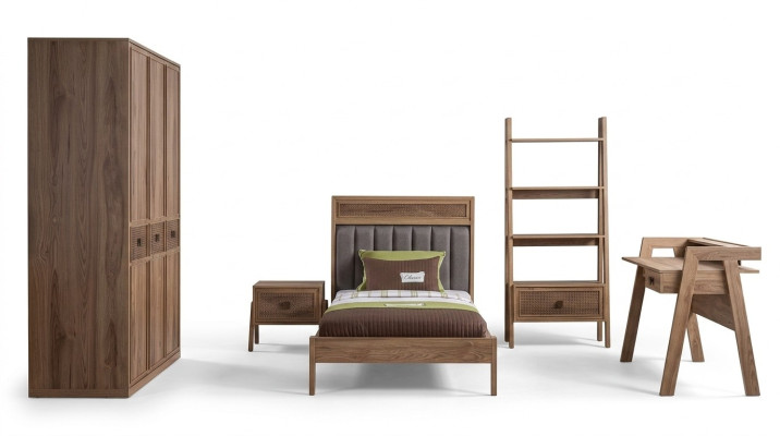 Cama de madera Conjunto de muebles de dormitorio Cama juvenil Cama Marrón Set de 5 piezas