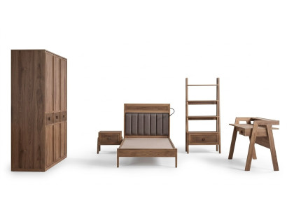 Cama juvenil Muebles de dormitorio Cama de madera Conjunto completo de cama Marrón de 5 piezas
