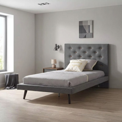Estructura de la cama Marco de la cama Cama de 120 cm Cama para niños Cama juvenil Tela Gris
