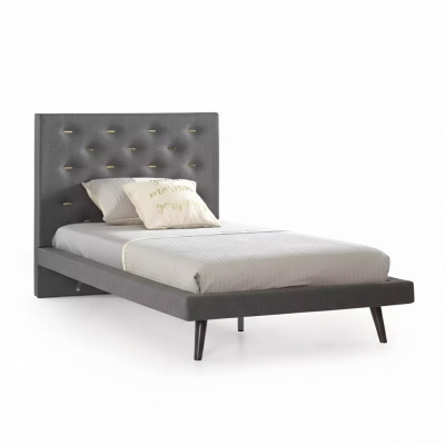 Estructura de la cama Marco de la cama Cama de 120 cm Cama para niños Cama juvenil Tela Gris