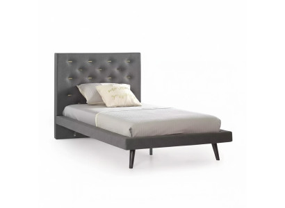 Estructura de la cama Marco de la cama Cama de 120 cm Cama para niños Cama juvenil Tela Gris