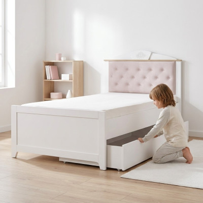 Cama funcional Chesterfield extensible cama infantil cama 120 madera rosa