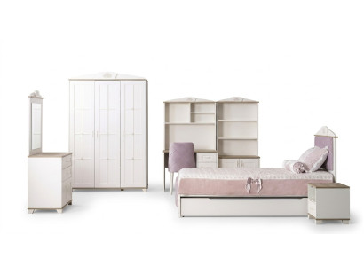 Cama juvenil completa muebles infantiles dormitorio cama madera rosa conjunto de 8 piezas