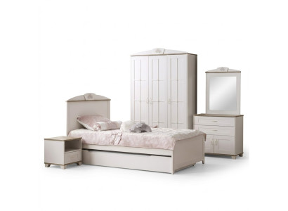 Cama infantil, cama funcional, cama de madera, cama extensible blanco, juego de 5 piezas, nuevo.