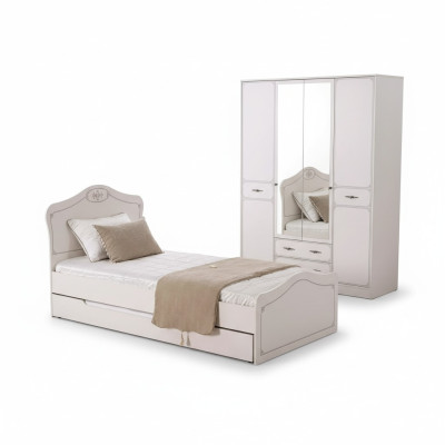 Cama Cama funcional extensible Cama infantil Marco de cama Blanco Madera Camas